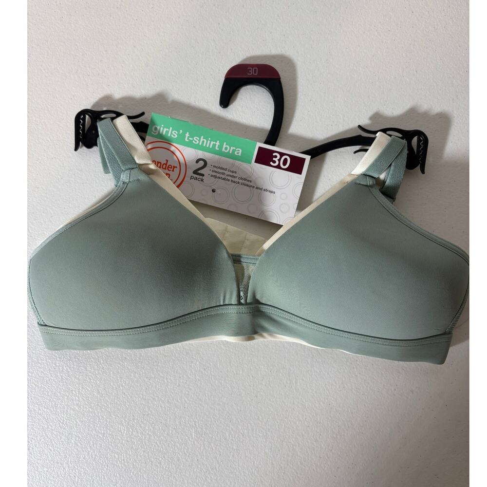 Wonder Nation NEW Girls' Size 30 (S) Two-Pack T-Shirt Bras Molded Cups